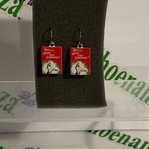 HER Earrings Drop Dangle Hook Jewelry Dr. Seuss The Grinch Stole Christmas Book